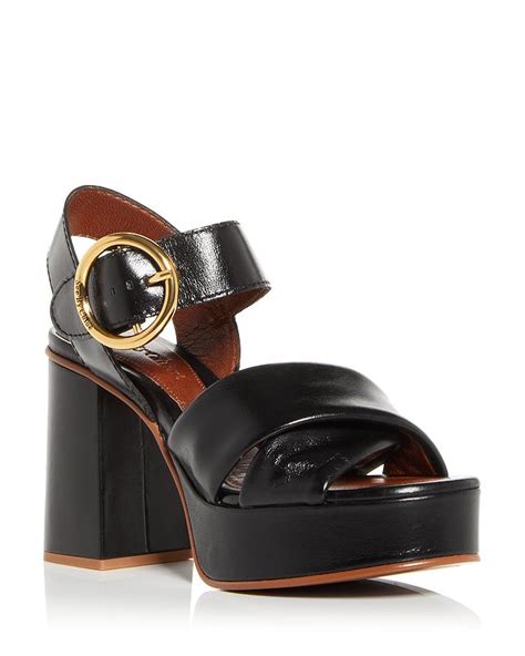 lyna see by chloe|See by Chloé Women's Lyna Platform High Block Heel Sandals .